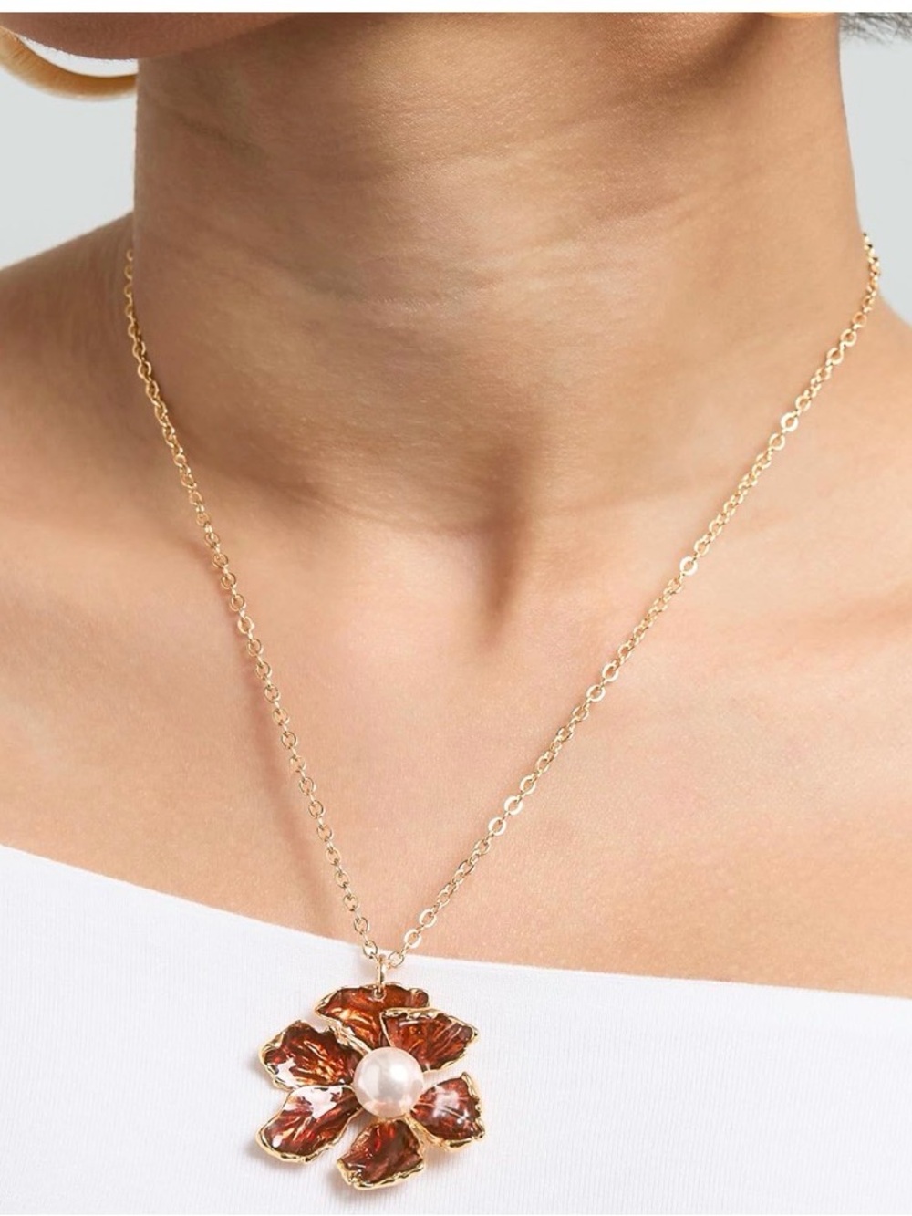 BCBG Flower Pendant Necklace